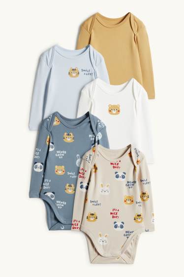 Unisex - Multipack 5 ks - zvířátka - body pro miminka - modrá