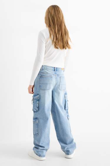 Enfants filles - Cargo jean - jean bleu clair