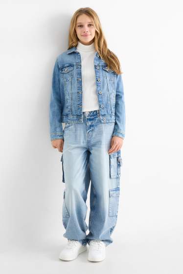 Enfants filles - Cargo jean - jean bleu clair
