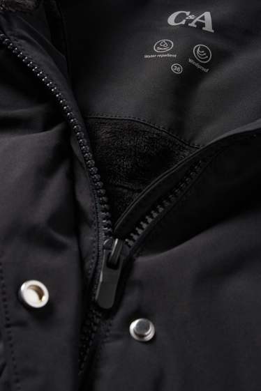 Damen - Jacke mit Kapuze - gefüttert - wasserabweisend - schwarz