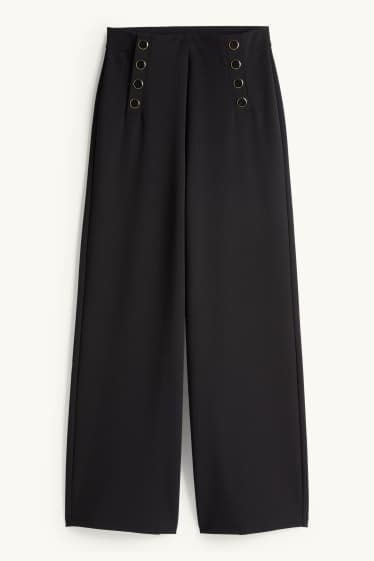 Femmes - Pantalon en jersey - mid waist - wide leg - noir
