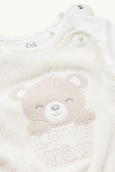Unisex - Orsetto - set con tutina - 2 pezzi - bianco crema