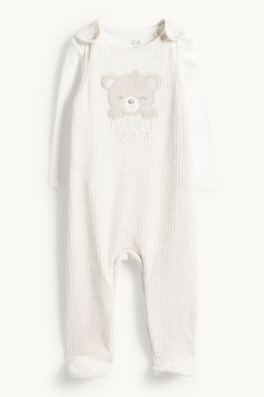 Unisex - Orsetto - set con tutina - 2 pezzi - bianco crema