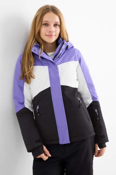 Enfants filles - Veste de ski à capuche - imperméable - violet