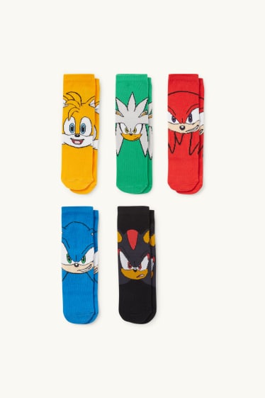 Nen - Paquet de 5 - Sonic - mitjons amb dibuix - vermell/blau