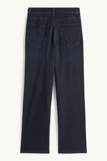 Women - +Wide leg jeans - mid-rise waist - LYCRA® - denim-dark blue