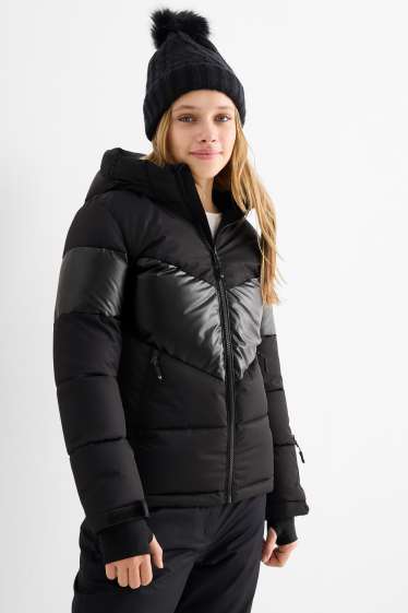 Enfants filles - Veste de ski à capuche - finition déperlante - noir