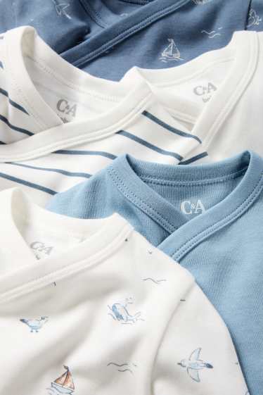 Baby Boys - Multipack of 5 - sea - baby wrapover bodysuit - blue / white