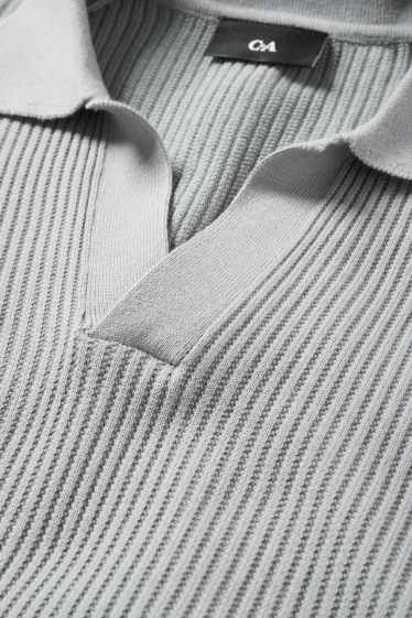 Herren - Pullover - gerippt - hellgrau