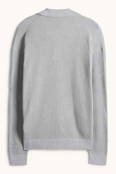 Herren - Pullover - gerippt - hellgrau