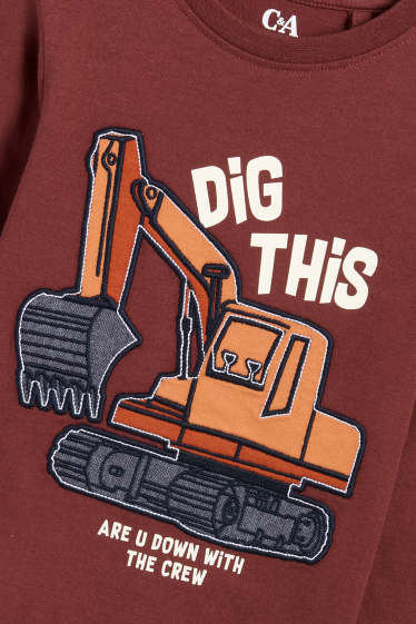 Nen - Paquet de 5 - dinosaure i excavadora - samarreta de màniga llarga - marró fosc