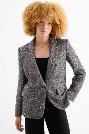 Dona - Blazer de bucle - regular fit - efecte brillant - platejat