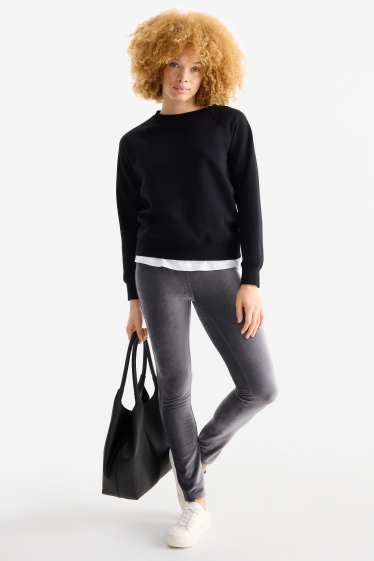 Dames - Legging van corduroy - donkergrijs