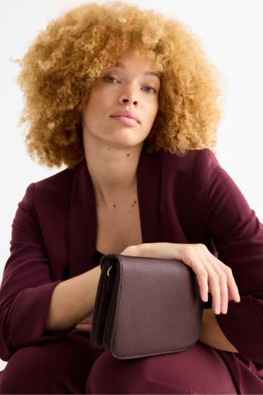Dámské - Taška přes rameno s odnímatelným popruhem - imitace kůže - bordeaux