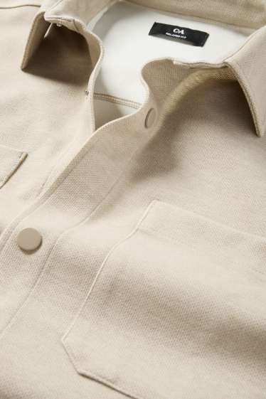 Uomo - Giacca a camicia - relaxed fit - collo all'italiana - beige chiaro