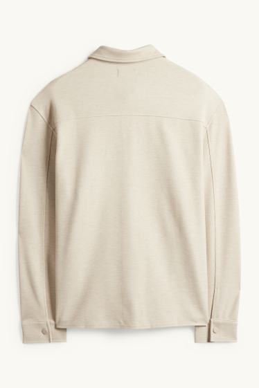 Uomo - Giacca a camicia - relaxed fit - collo all'italiana - beige chiaro