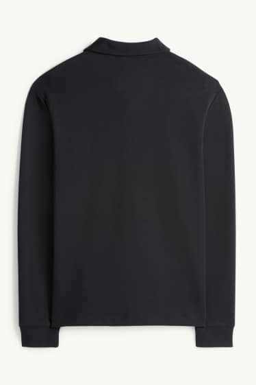 Hommes - Polo à manches longues - regular fit - noir