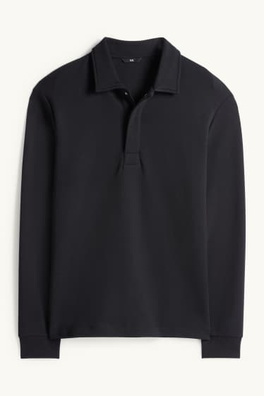 Hommes - Polo à manches longues - regular fit - noir