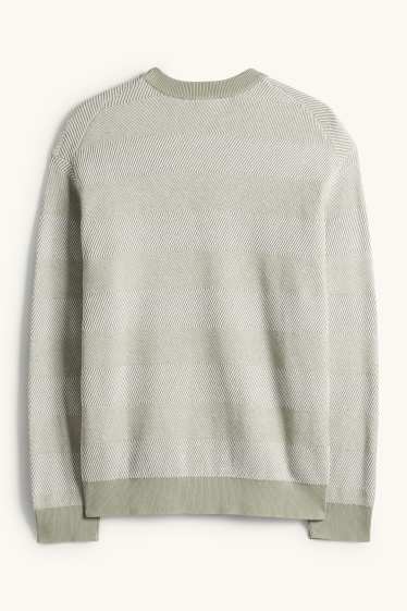 Herren - Pullover - gestreift - strukturiert - mintgrün