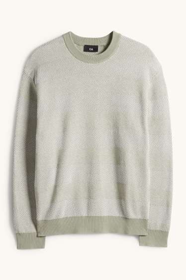 Herren - Pullover - gestreift - strukturiert - mintgrün