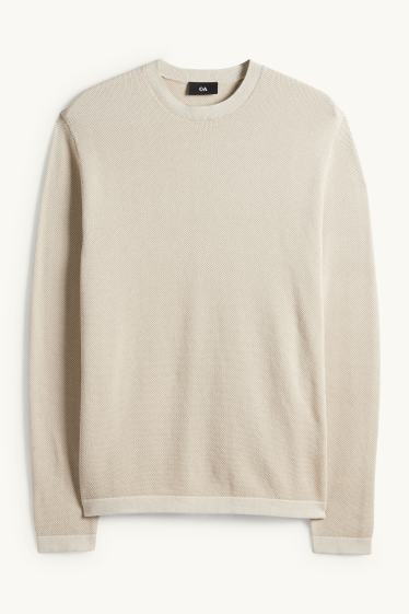 Herren - Pullover - strukturiert - hellbeige