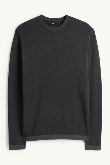 Men - Jumper - textured - black