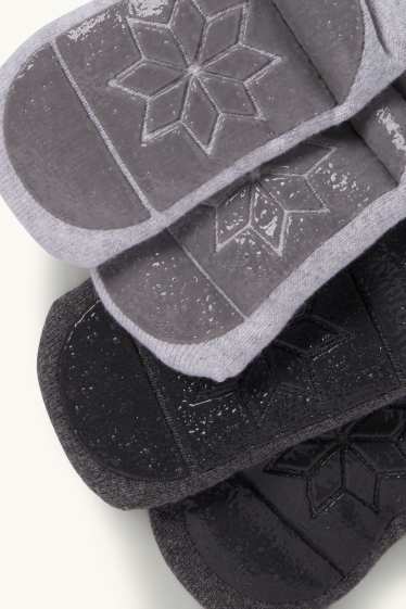 Neonate - Confezione da 2 - calzini antiscivolo natalizi con motivo - grigio scuro