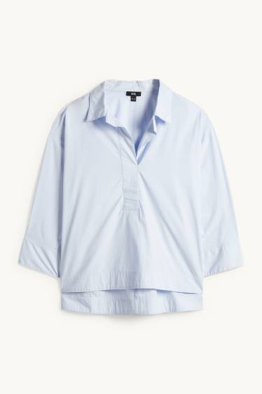 Dames - Blouse met V-hals - lichtblauw