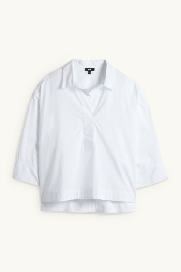 Femei - Bluză cu decolteu în V - alb