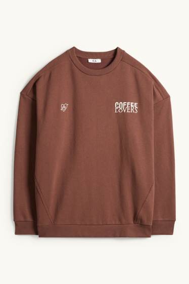 Femei - Bluză de molton - maro