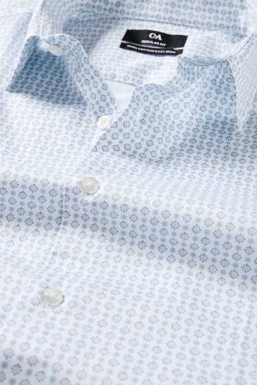 Home - Camisa formal - regular fit - Kent - fàcil de planxar - estampada - blanc / blau clar