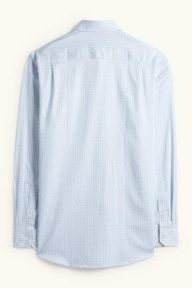 Home - Camisa formal - regular fit - Kent - fàcil de planxar - estampada - blanc / blau clar
