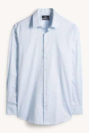 Home - Camisa formal - regular fit - Kent - fàcil de planxar - estampada - blanc / blau clar