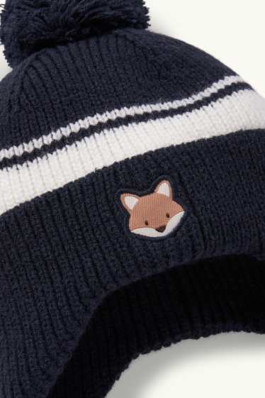 Unisex - Fox - baby pom-pom hat - dark blue