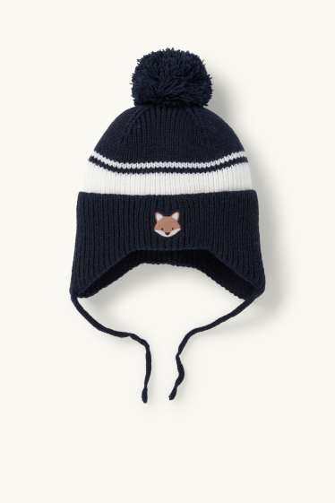 Unisex - Fox - baby pom-pom hat - dark blue