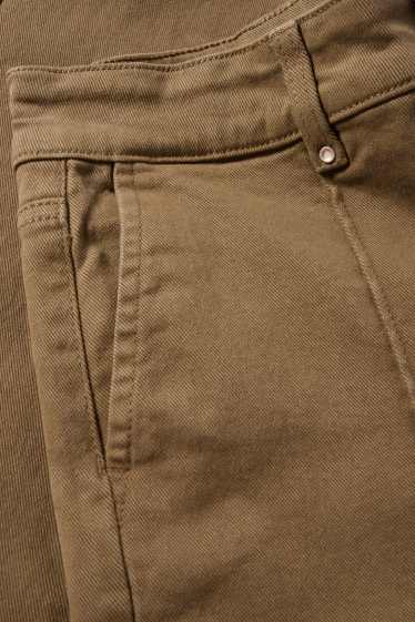 Women - Cloth trousers - high waist - wide leg - khaki