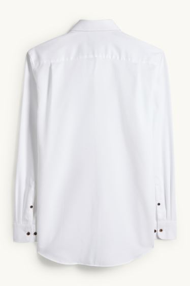 Bărbați - Cămașă office - regular fit - guler Kent - nu necesită călcare - structurată - alb