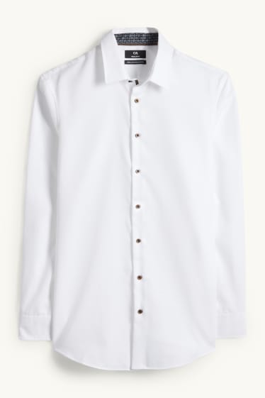 Bărbați - Cămașă office - regular fit - guler Kent - nu necesită călcare - structurată - alb