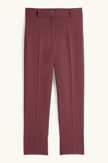 Dames - Business-broek - mid waist - cigarette fit - bordeaux