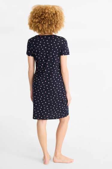 Donna - Camicia da notte - a fiori - blu scuro