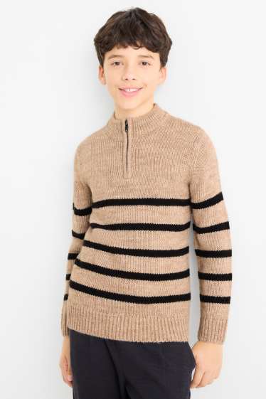 Kinderen: jongens - Trui - gestreept - beige