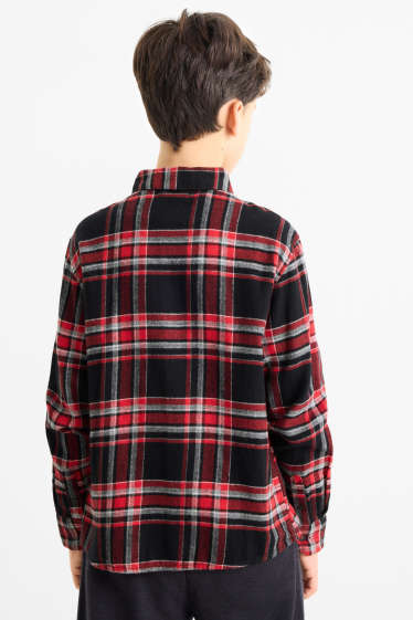 Bambini - Camicia di flanella - a quadretti - rosso / nero