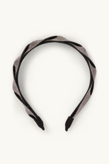 Women - Alice band with rhinestones - dark gray