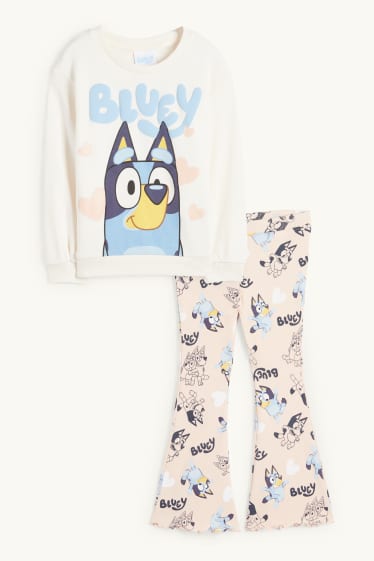 Copii - Fete - Bluey - set - bluză de molton și colanți evazați - 2 piese - alb-crem