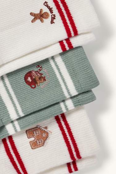 Enfants filles - Lot de 3 paires - pain d'épices - chaussettes de Noël à motif - blanc / vert
