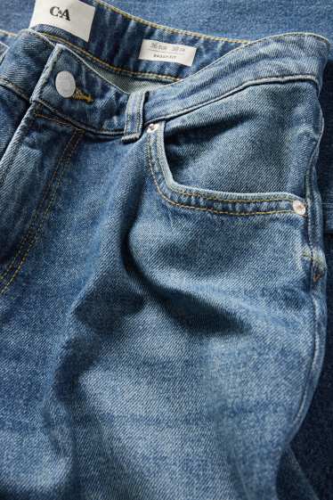 Women - Baggy jeans - mid-rise waist - blue denim