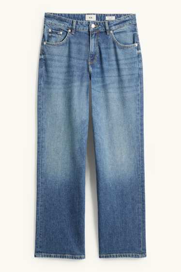 Women - Baggy jeans - mid-rise waist - blue denim