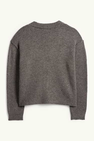 Femei - Cardigan tricotat - gri melanj