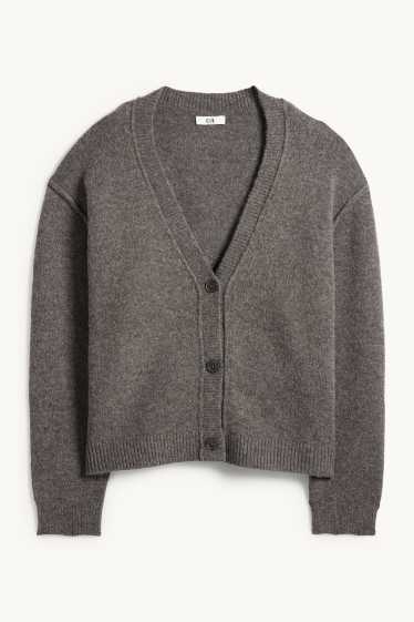 Femei - Cardigan tricotat - gri melanj