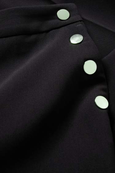 Damen - Stoffhose - High Waist - Tapered Fit - schwarz